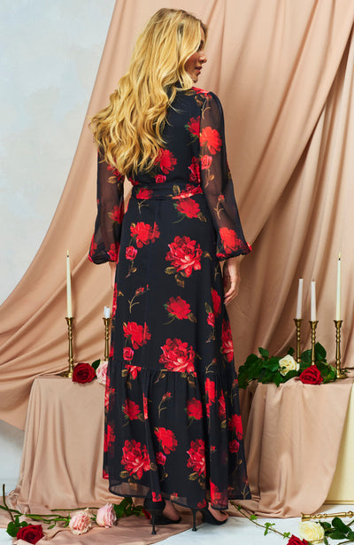 Camilla Blouson Sleeve Maxi Wrap Dress