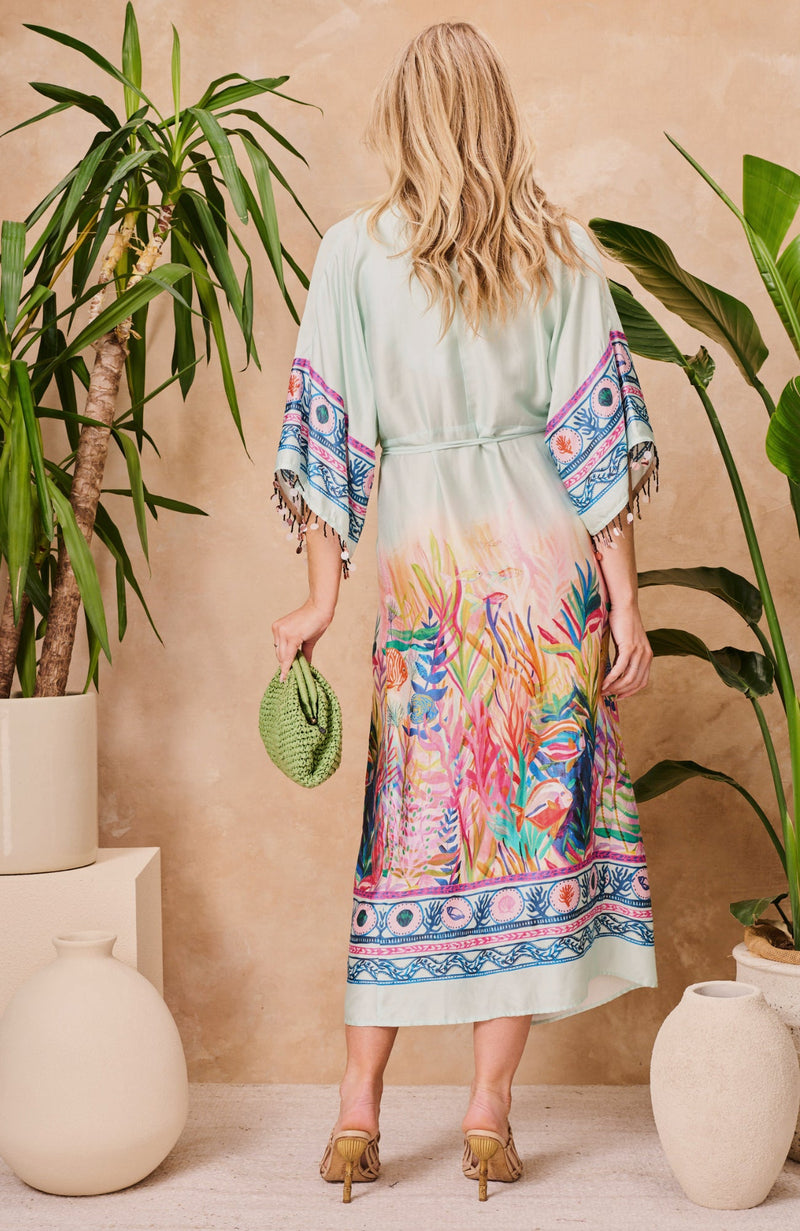 Nora Kimono Sleeve Tie Waist Midi Dress