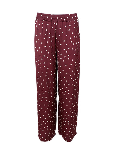 Valery Polka Dot Satin Trousers in Plum