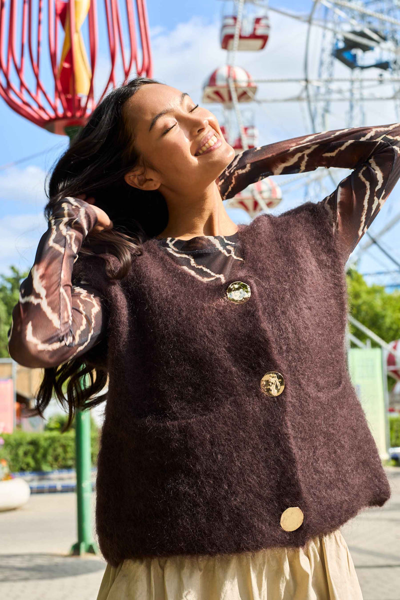 JOERK Mohair Knitted Button Vest