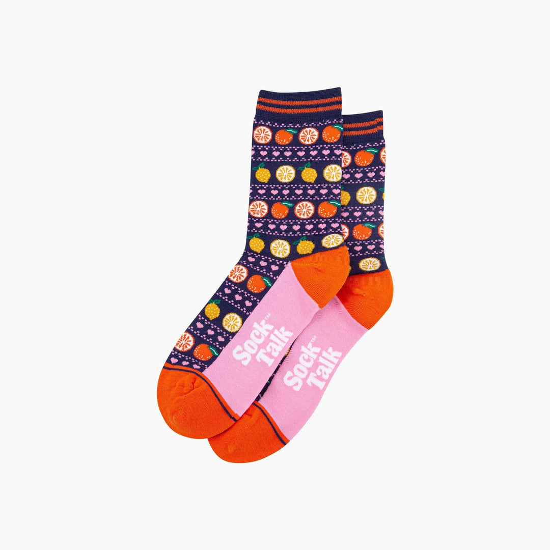 Oranges &amp; Lemons Bamboo Socks in Navy Blue: UK 3-7 | EU 36-40 | US 5-9