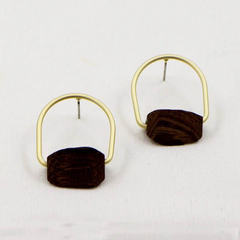 Abstract Metal & Wood Earrings