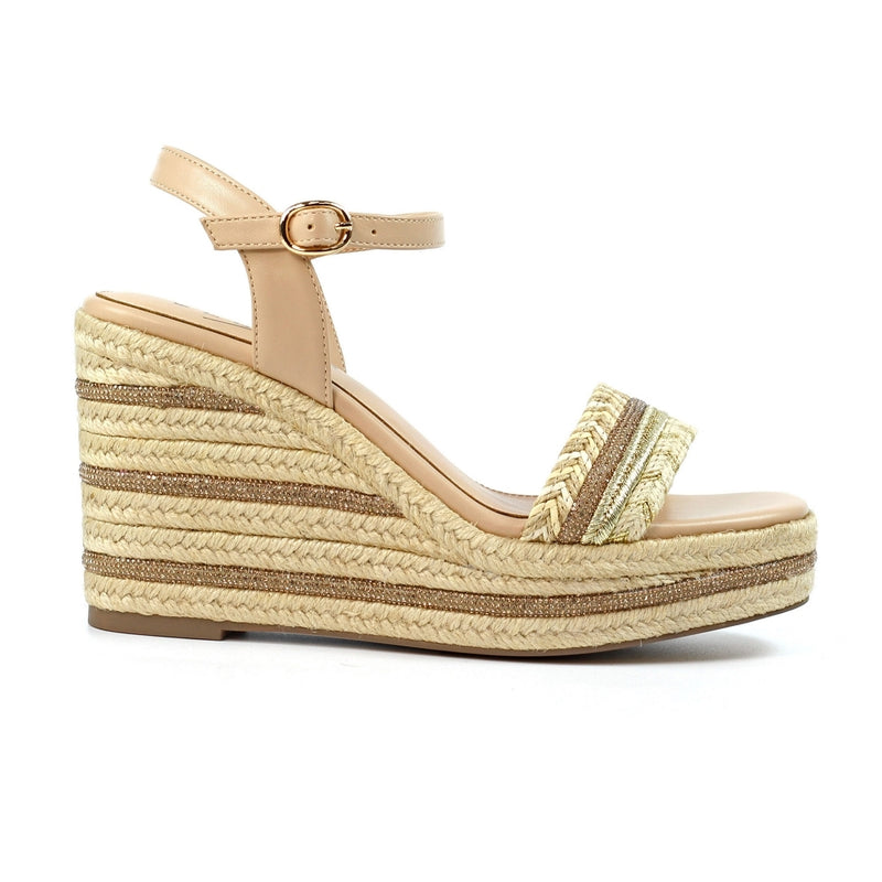 Amanda Sparkle Stripe Wedge Sandals