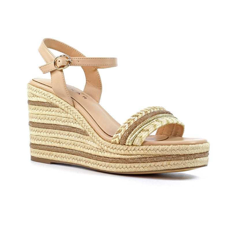Amanda Sparkle Stripe Wedge Sandals