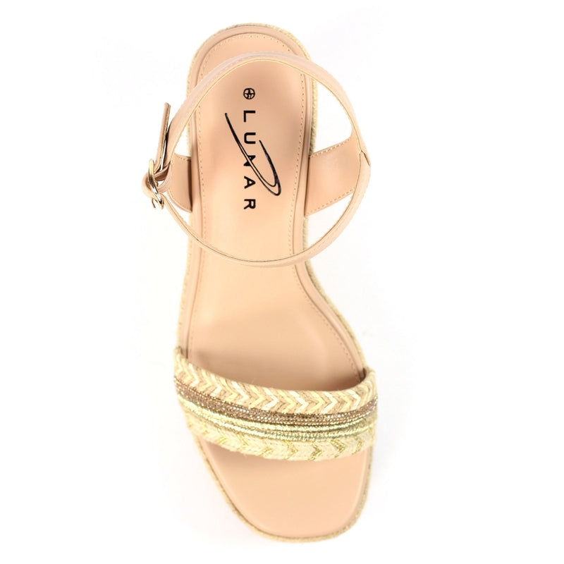Amanda Sparkle Stripe Wedge Sandals