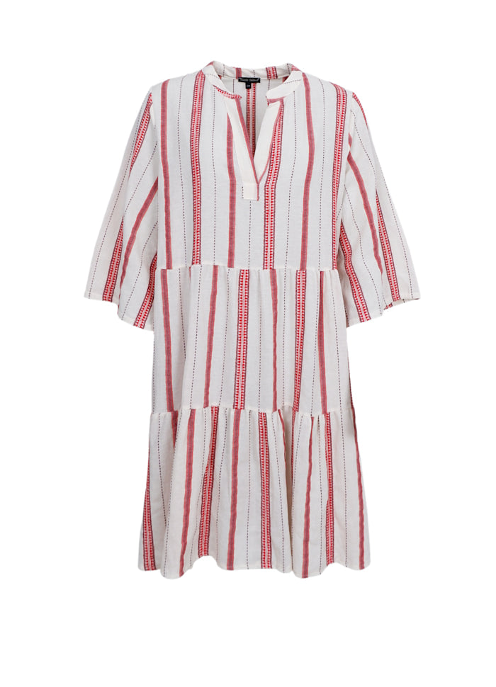 Mica Striped Boho Dress in Red