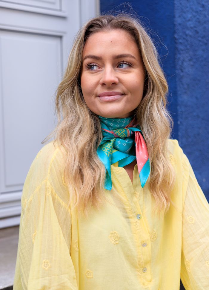 Romina Square Neck Scarf in Green Multi