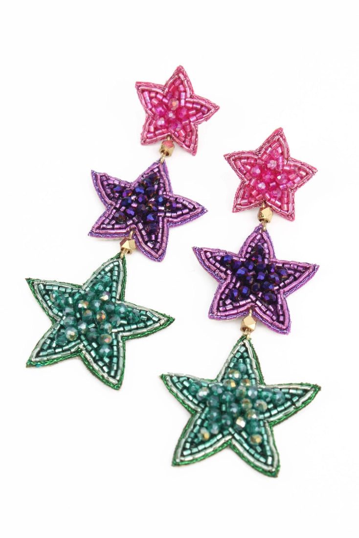 Rainbow Star Drop Earrings
