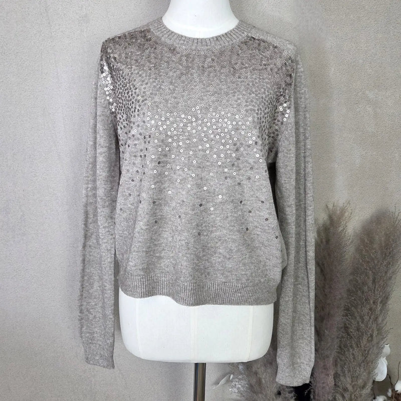 Elsie Cascading Sequin Fine Knit Jumper