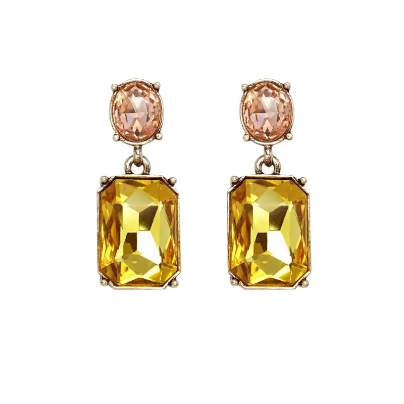 Oval Twin Gem Earrings