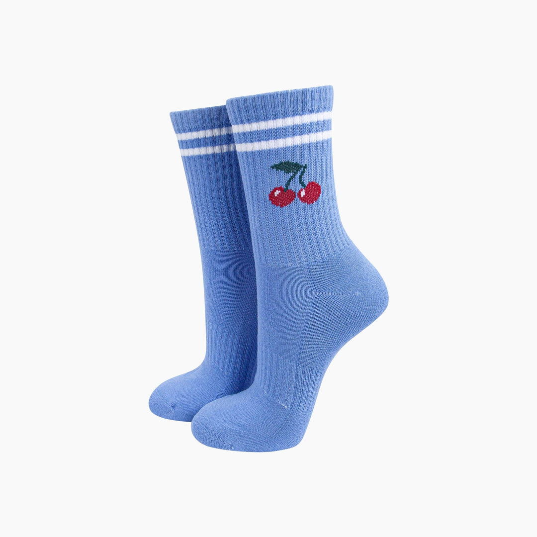 Cherry Combed Cotton Sports Socks in Blue: UK 3-7 | EU 36-40 | US 5-9