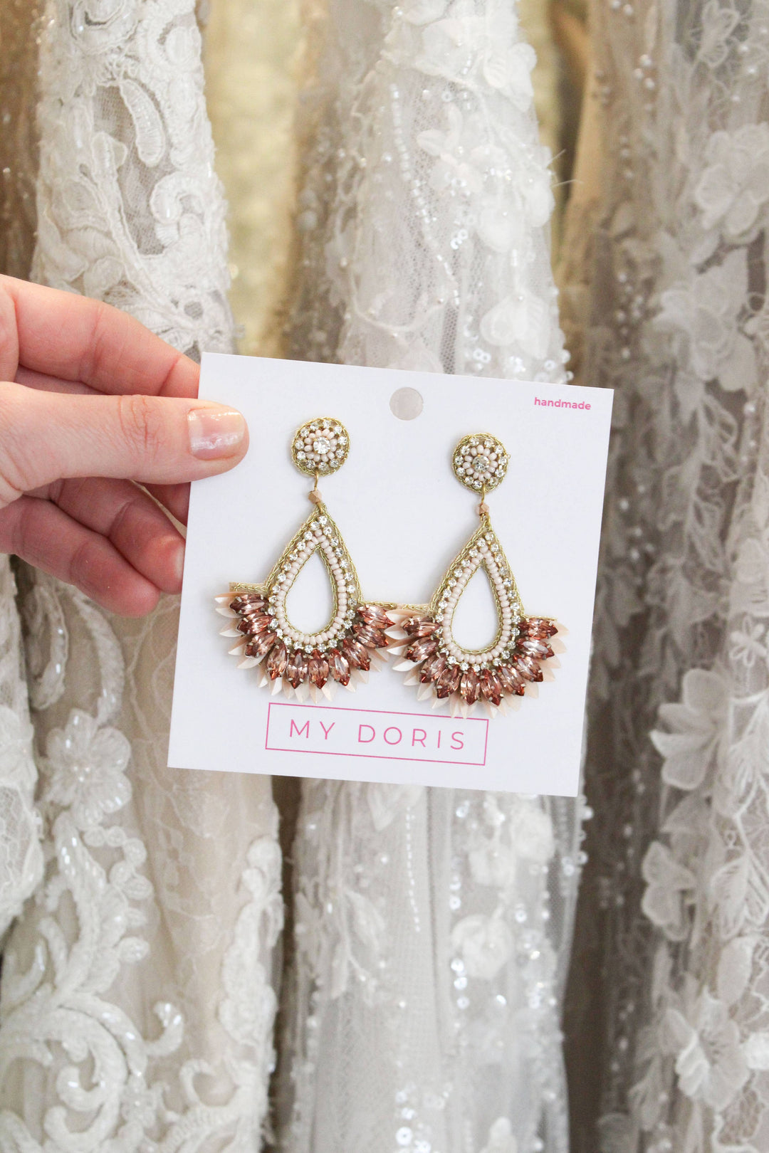 PEACH TEARDROP EARRING
