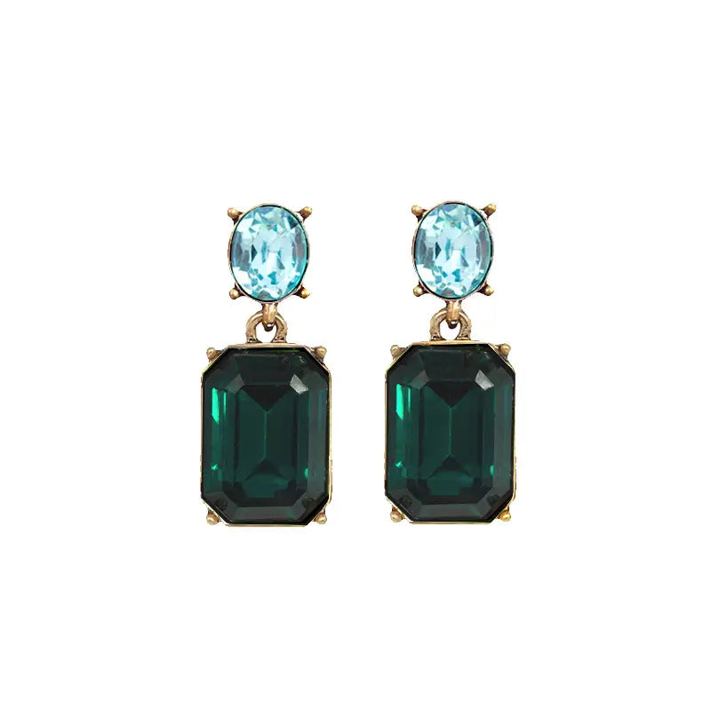 Oval Twin Gem Earrings