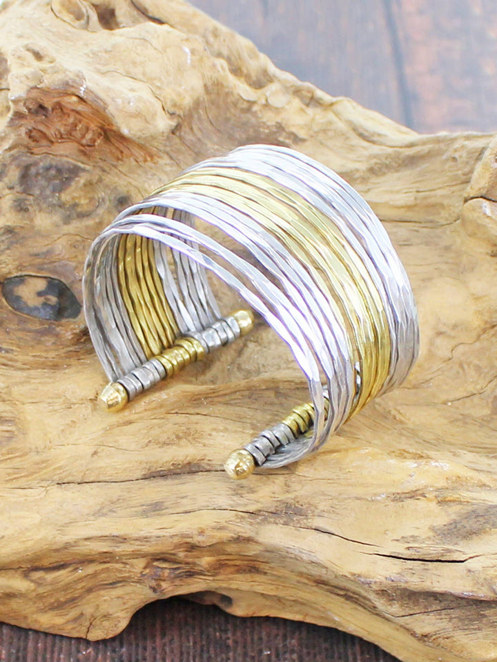 KH1505 WIDE SILVER &amp; GOLD CUFF