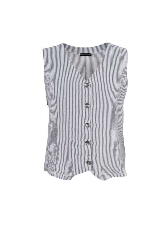Melina Striped Linen Waistcoat in Northern Grey