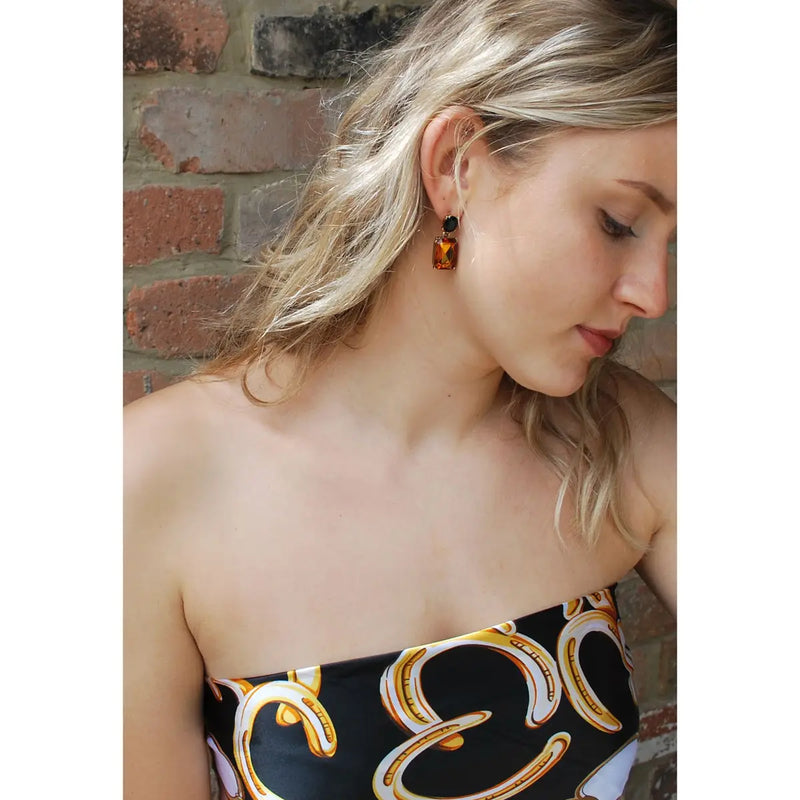 Oval Twin Gem Earrings