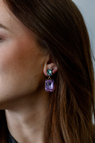 Oval Twin Gem Earrings