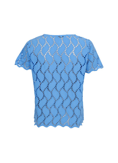 Freya Broderie Blouse in Ocean Blue