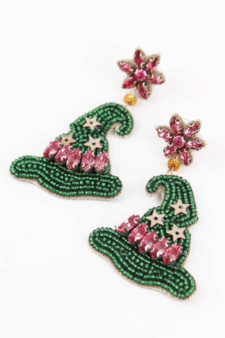 Green Witches Hat Earrings