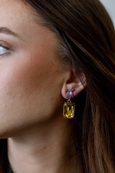 Oval Twin Gem Earrings