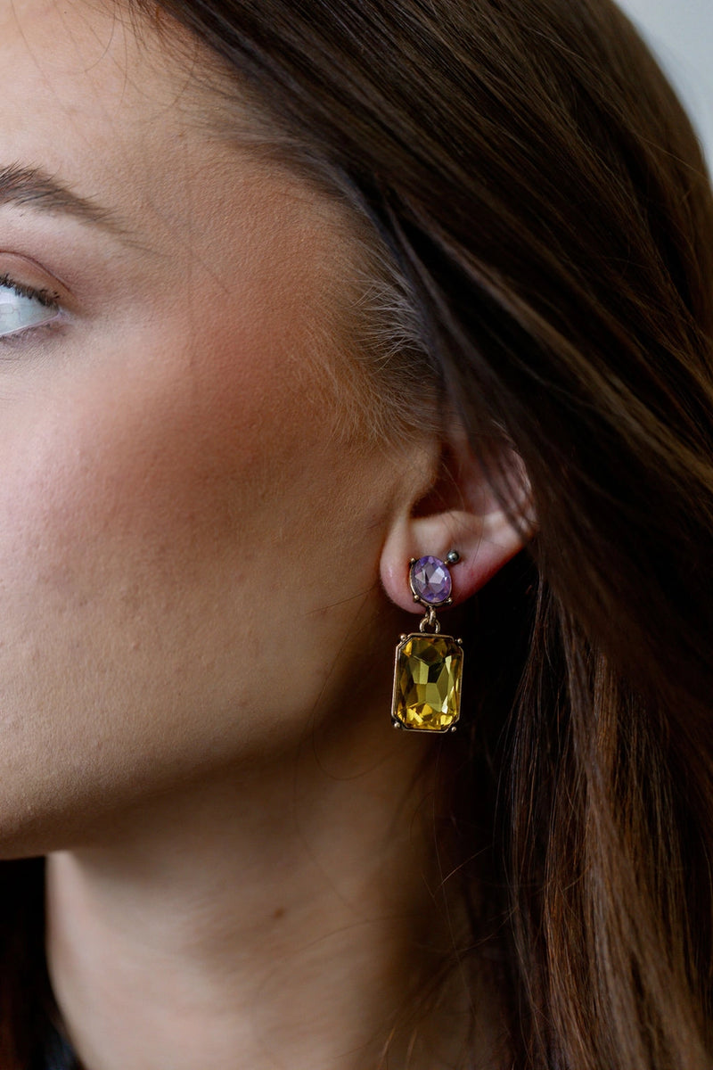 Oval Twin Gem Earrings