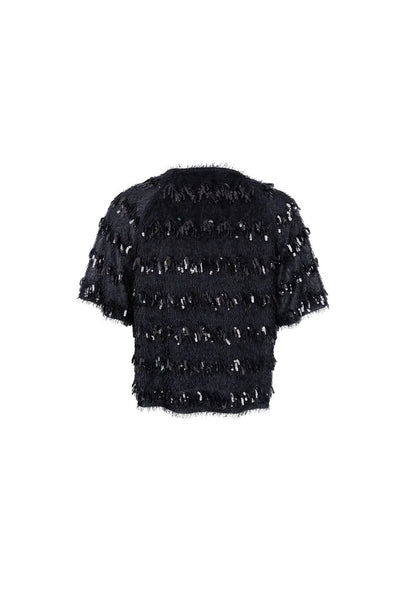 Fitz Sequin Fringe Top in Black