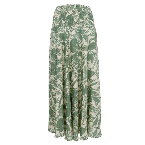 Luna Wide Smock Skirt in Sage Green