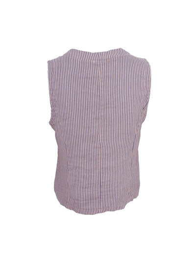 Melina Striped Linen Waistcoat in Calypso Rose
