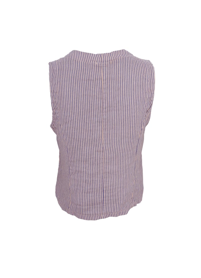 Melina Striped Linen Waistcoat in Calypso Rose
