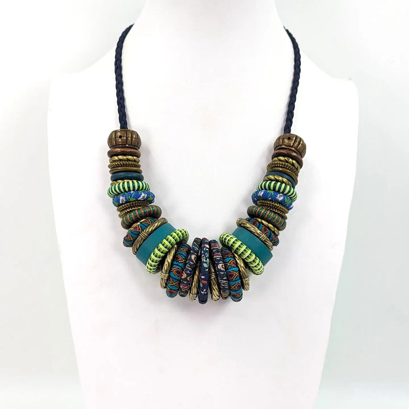 Textured Rings Statement Necklace