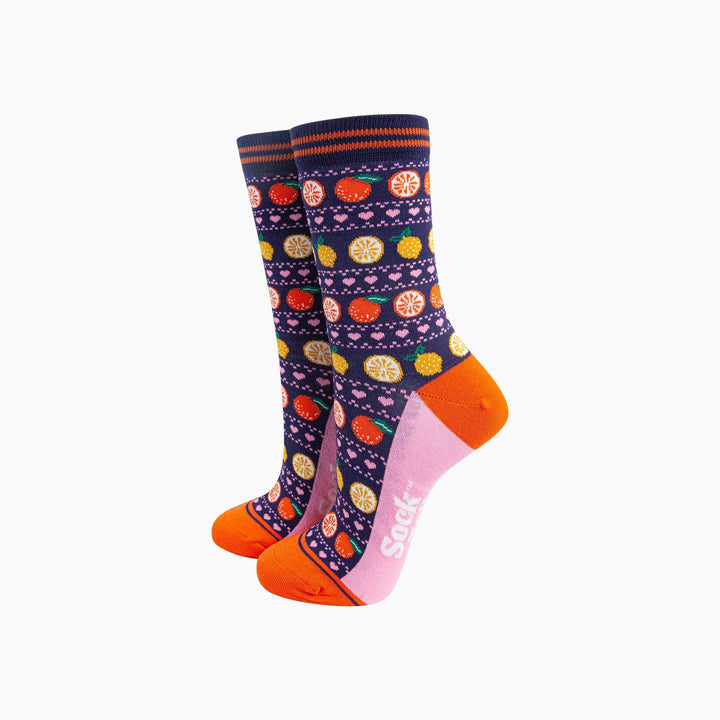 Oranges &amp; Lemons Bamboo Socks in Navy Blue: UK 3-7 | EU 36-40 | US 5-9