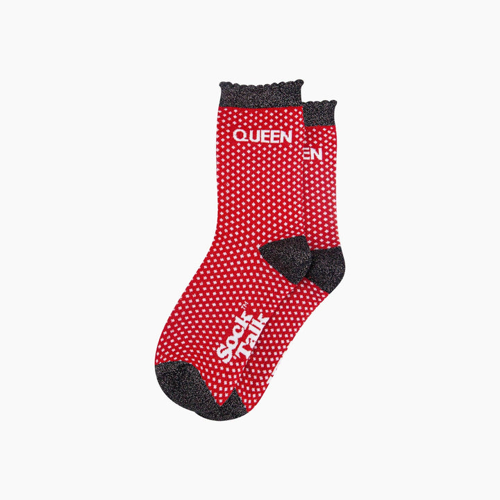 Queen Spotted Combed Cotton Glitter Socks in Red: UK 3-7 | EU 36-40 | US 5-9