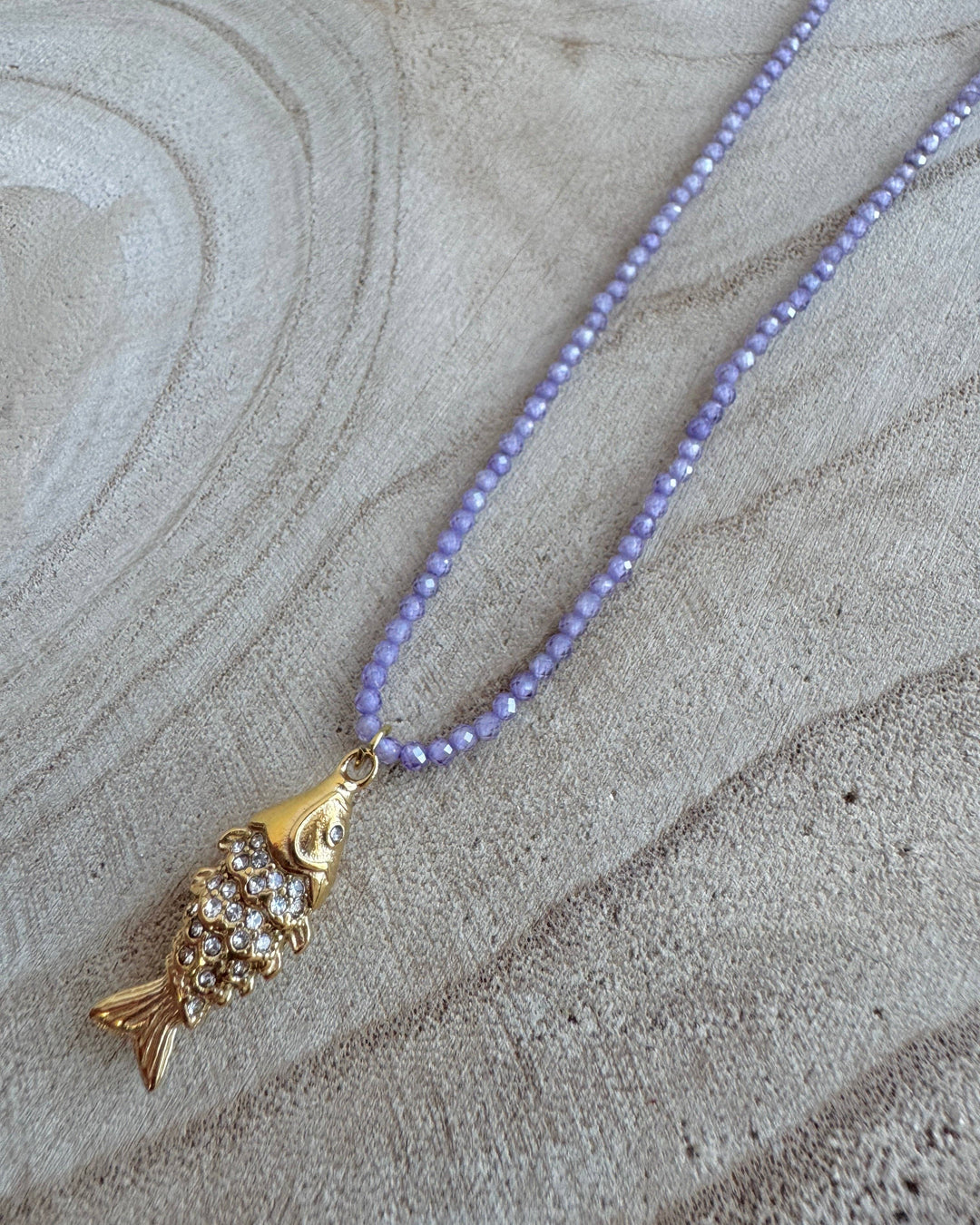 Lilac Shimmery fish Gold Plated Waterproof Necklace