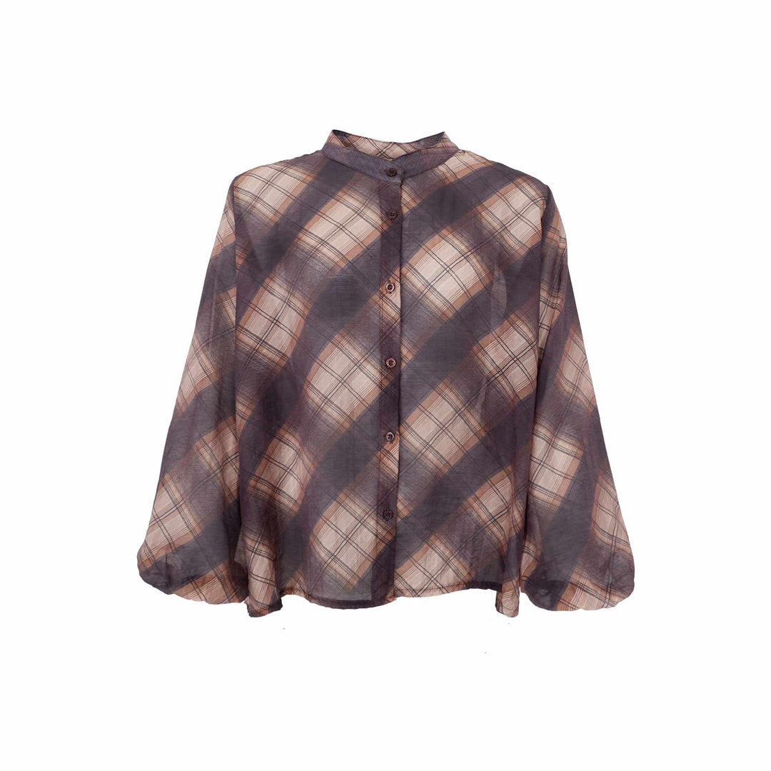 Charlotte Blouse in Coffee Check