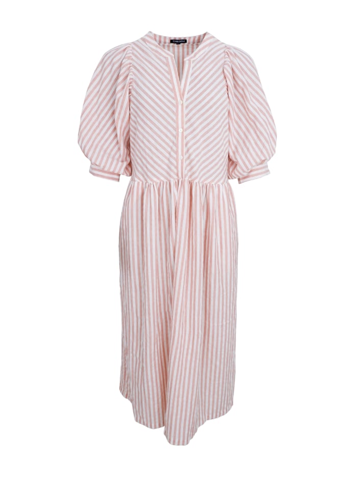 Selma Striped Dress in Rose Pink