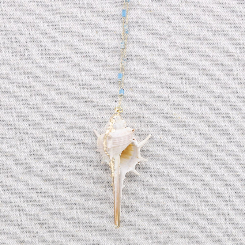 Seashell & Stone Long Pendant Necklace