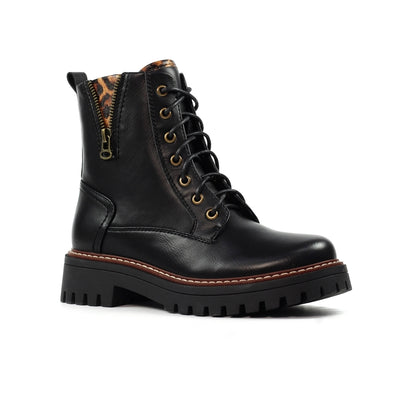 Colorado Black Boot with Leopard Zip Detail