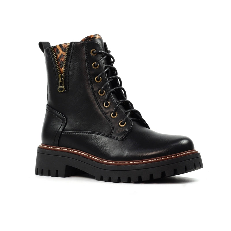 Colorado Black Boot with Leopard Zip Detail