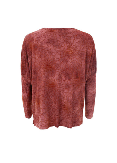 Tessa Flocked Floral Cowl Top in Plum