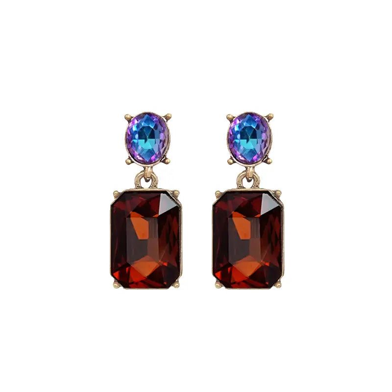 Oval Twin Gem Earrings