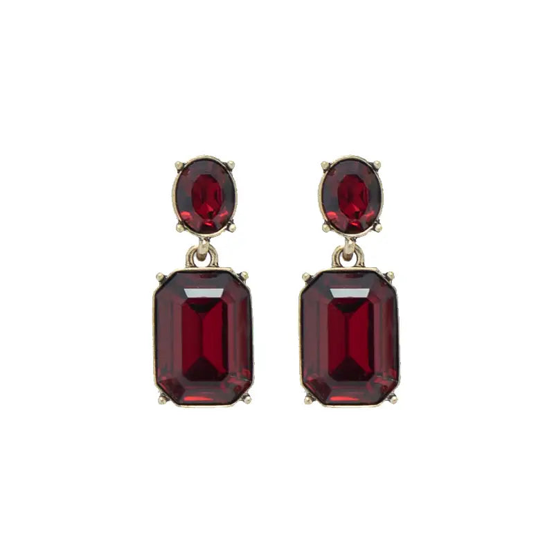 Oval Twin Gem Earrings