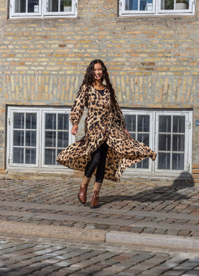 Luna Leopard Long Sleeve Wrap Dress