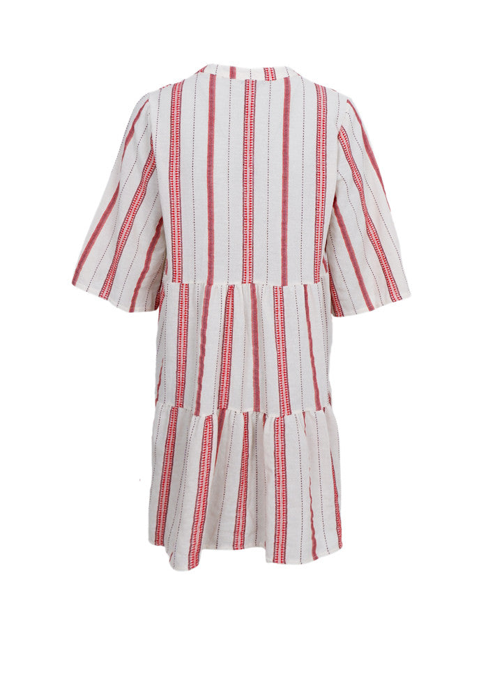 Mica Striped Boho Dress in Red