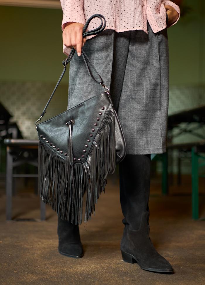 Catalina fringe crossover bag in Black