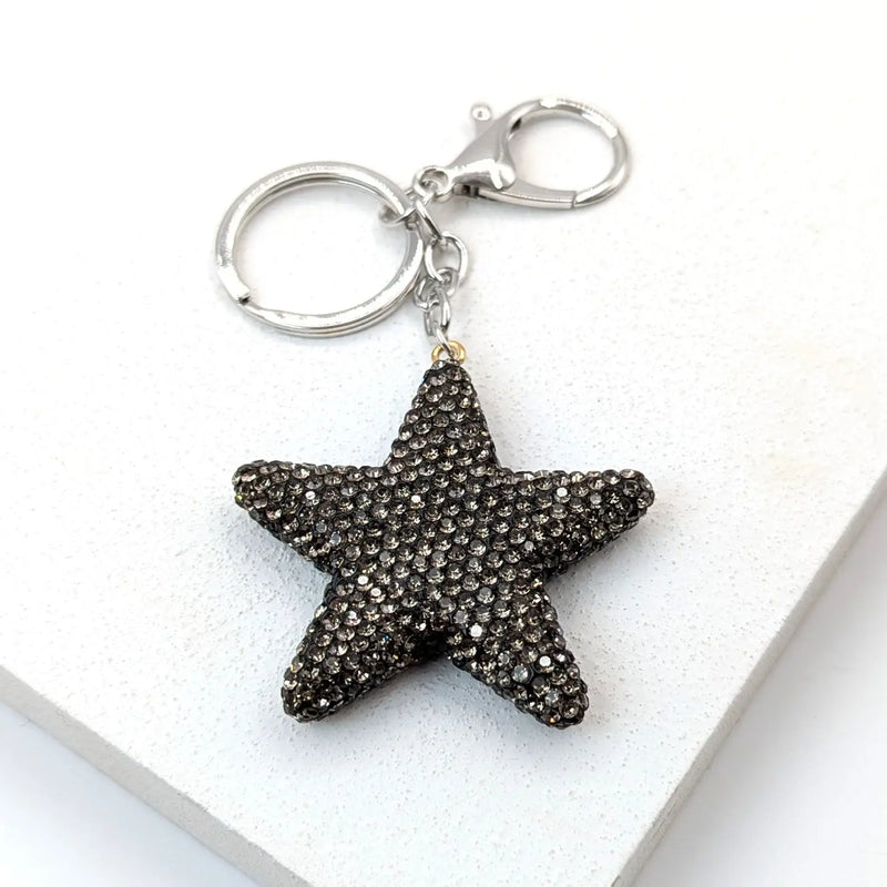 Black Crystal Star Keyring