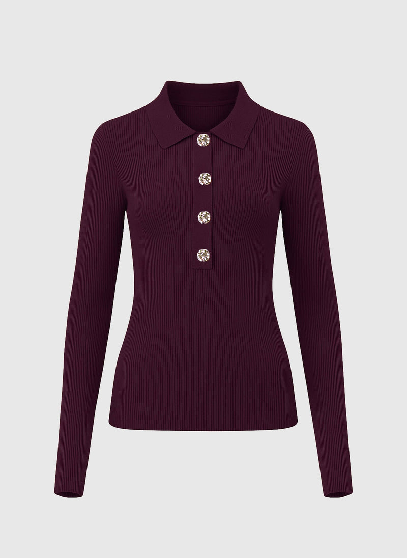 Nabi Knitted Long Sleeve Top in Plum