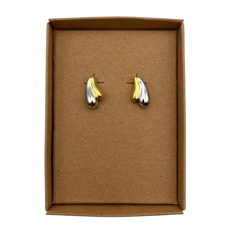 Gold & Silver Droplet Stud Earrings
