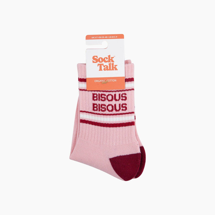 Bisous Bisous Organic Cotton Sports Socks in Pink: UK 3-7 | EU 36-40 | US 5-9