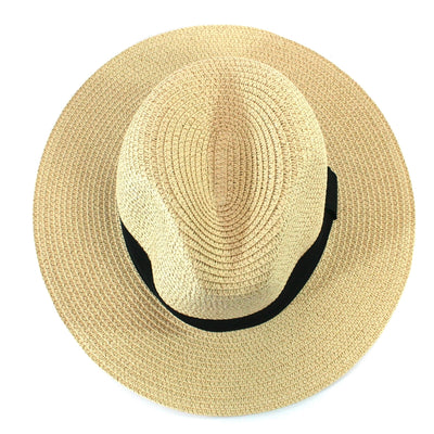 Foldable Panama Hat in Classic Beige with Black Band