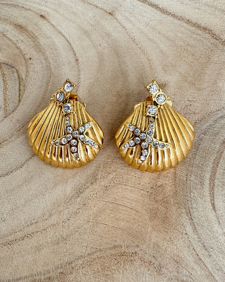 The Ariel Gold Plated Waterproof Shell Earrings